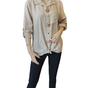 Drapp kitűzős blúz